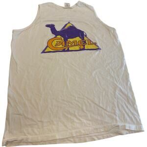 Vintage 90s CAMEL Cigarettes Faded Distress Tank Top Beige Size XL